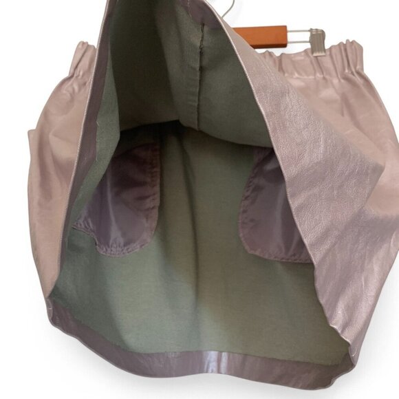 Zara Basic Metallic Blush Silver High-Waisted Mini Skirt With Pockets Size L - Picture 4 of 5